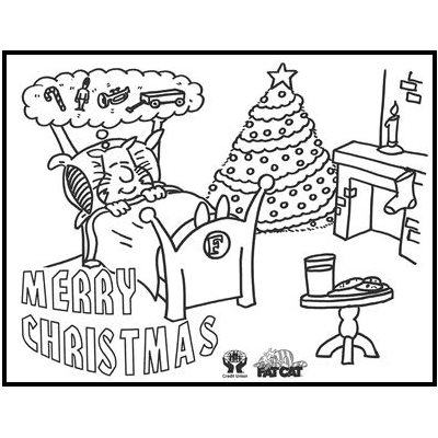 Fat Cat - Coloring Sheet-Christmas