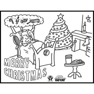 Fat Cat - Coloring Sheet-Christmas